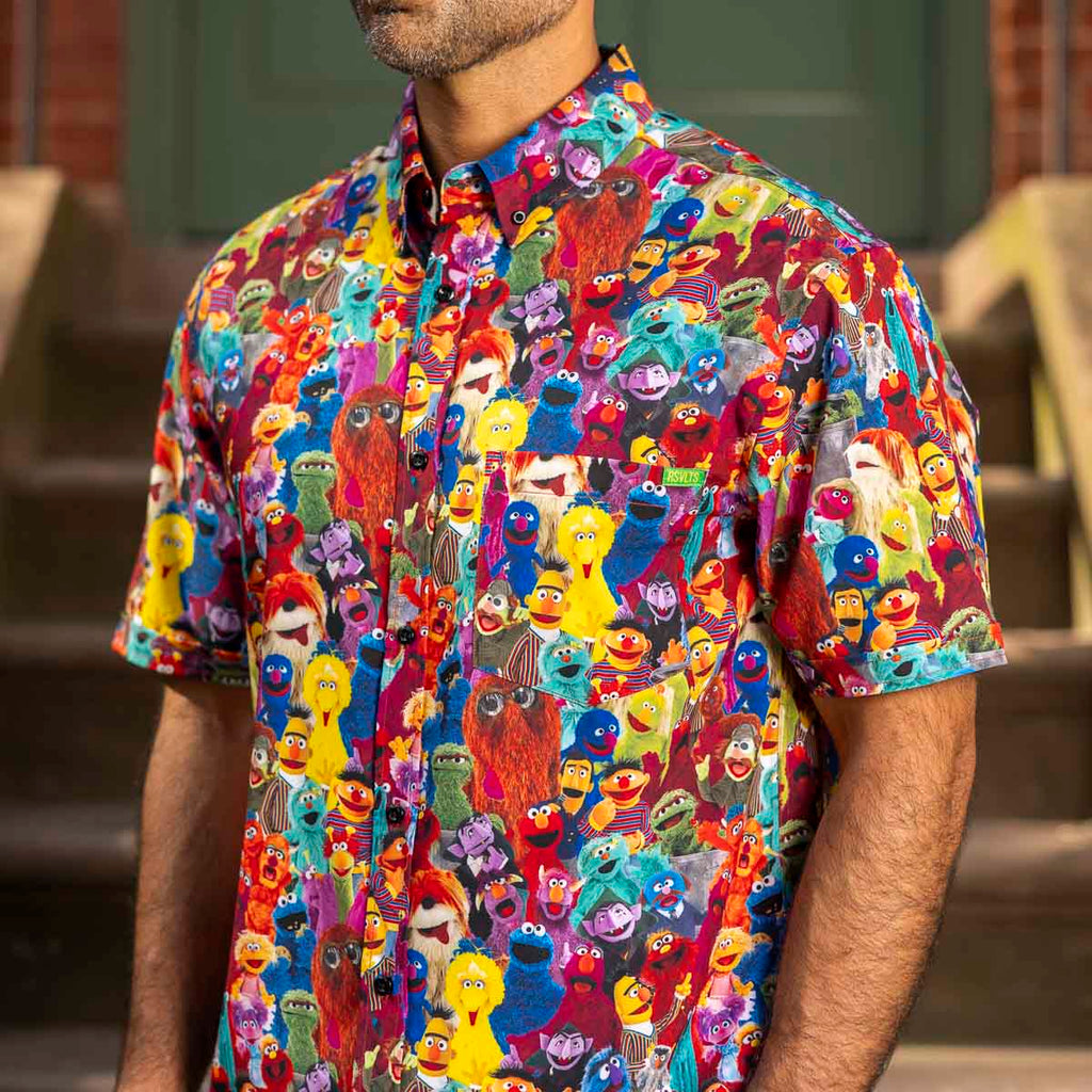 RSVLTS Block Party KUNUFLEX Short Sleeve Shirt in Multicolor — detail 5