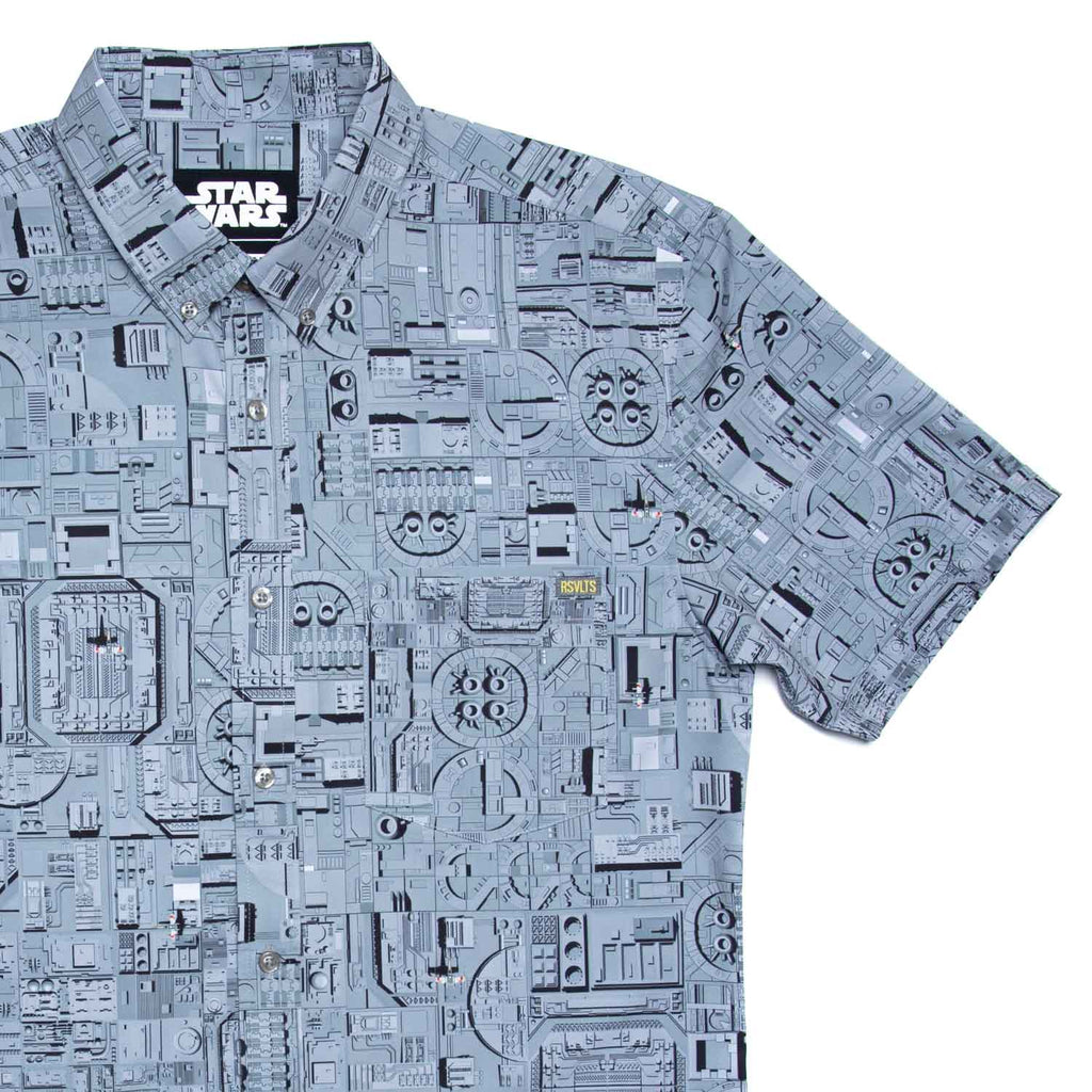 RSVLTS That’s No Moon KUNUFLEX Short Sleeve Shirt in Gray — front view