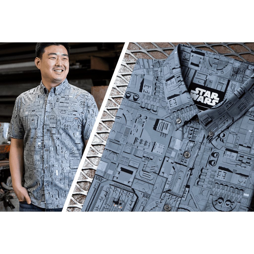 RSVLTS That’s No Moon KUNUFLEX Short Sleeve Shirt in Gray — detail 7