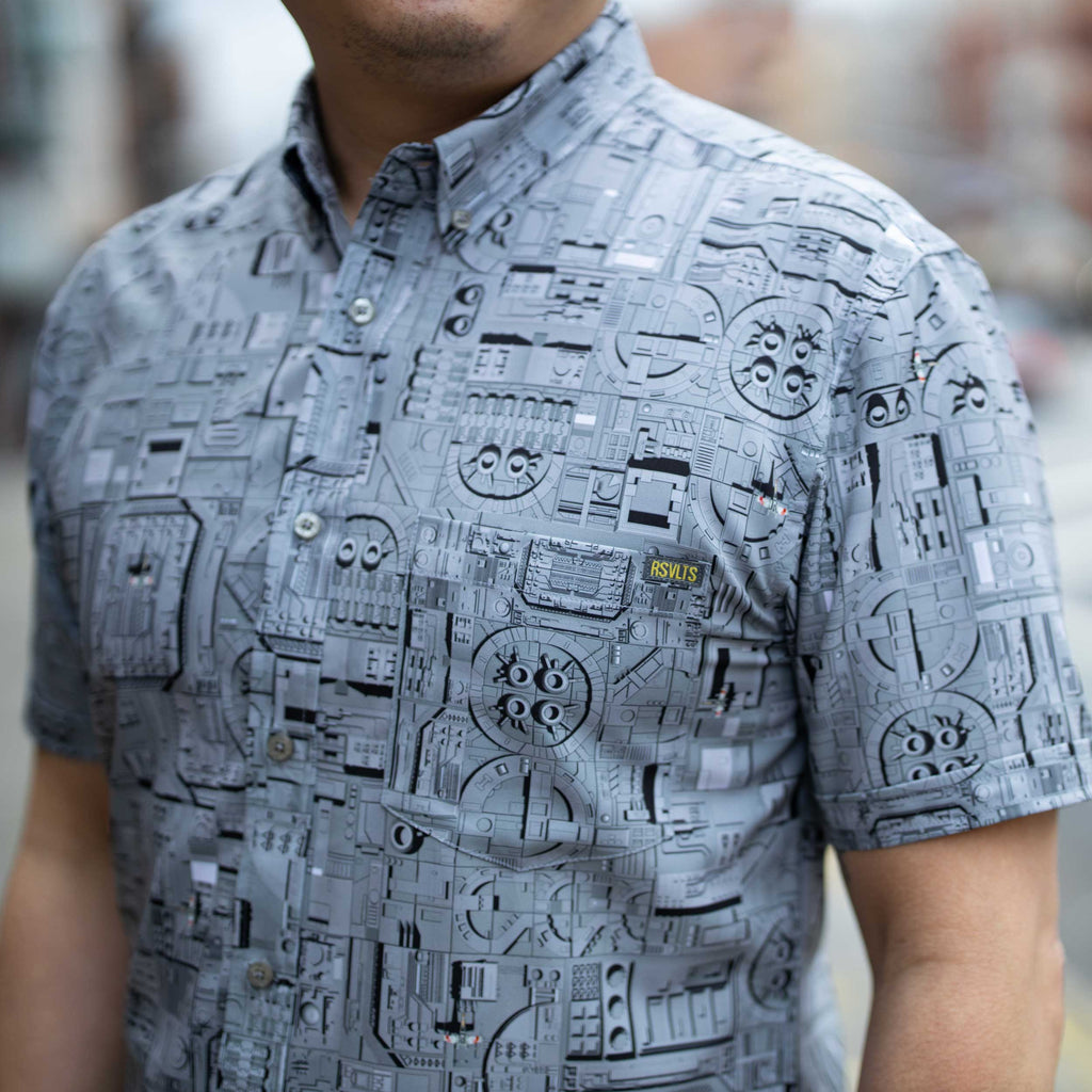 RSVLTS That’s No Moon KUNUFLEX Short Sleeve Shirt in Gray — detail 3