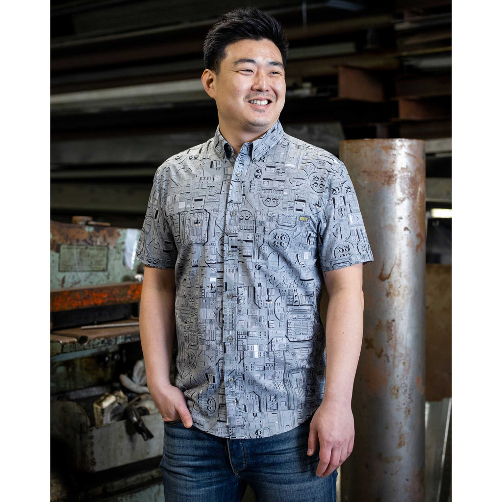 RSVLTS That’s No Moon KUNUFLEX Short Sleeve Shirt in Gray — detail 5