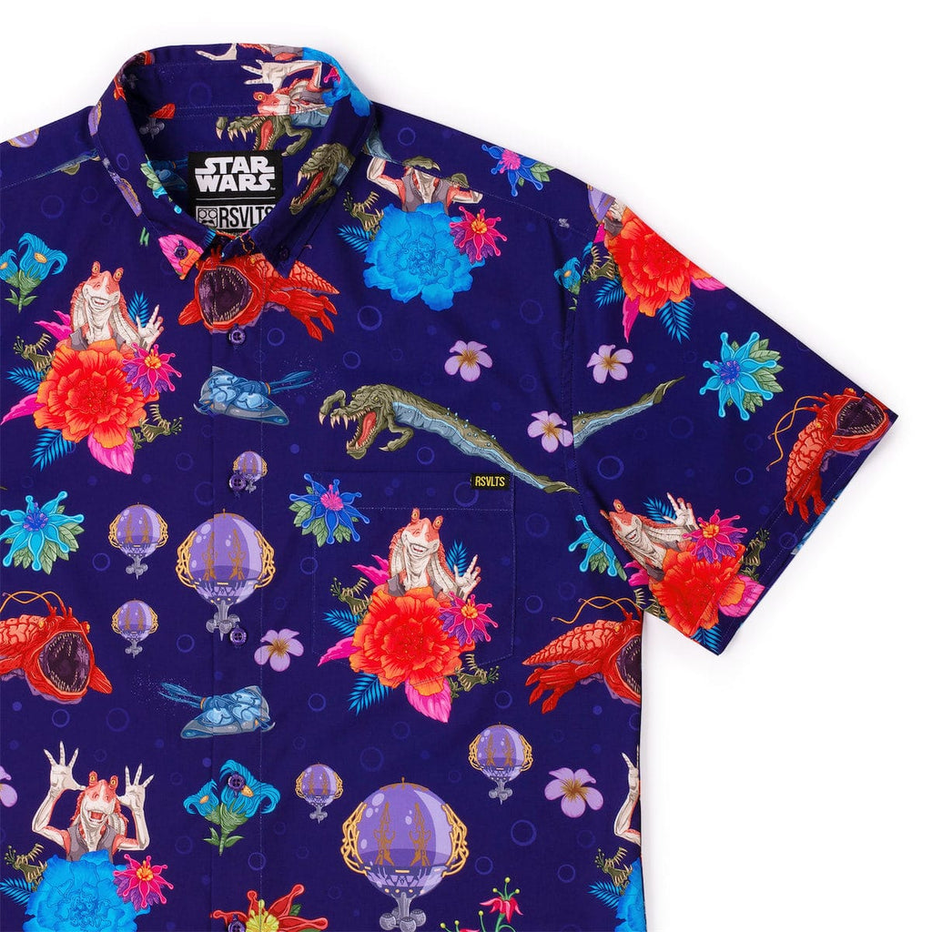 RSVLTS Gungan Style KUNUFLEX Short Sleeve Shirt in Blue — front view
