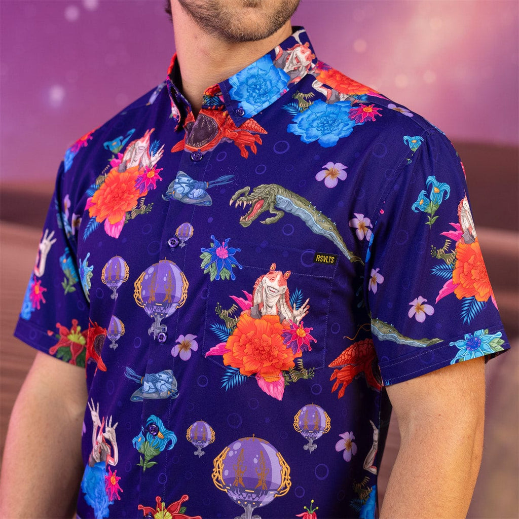 RSVLTS Gungan Style KUNUFLEX Short Sleeve Shirt in Blue — detail 3