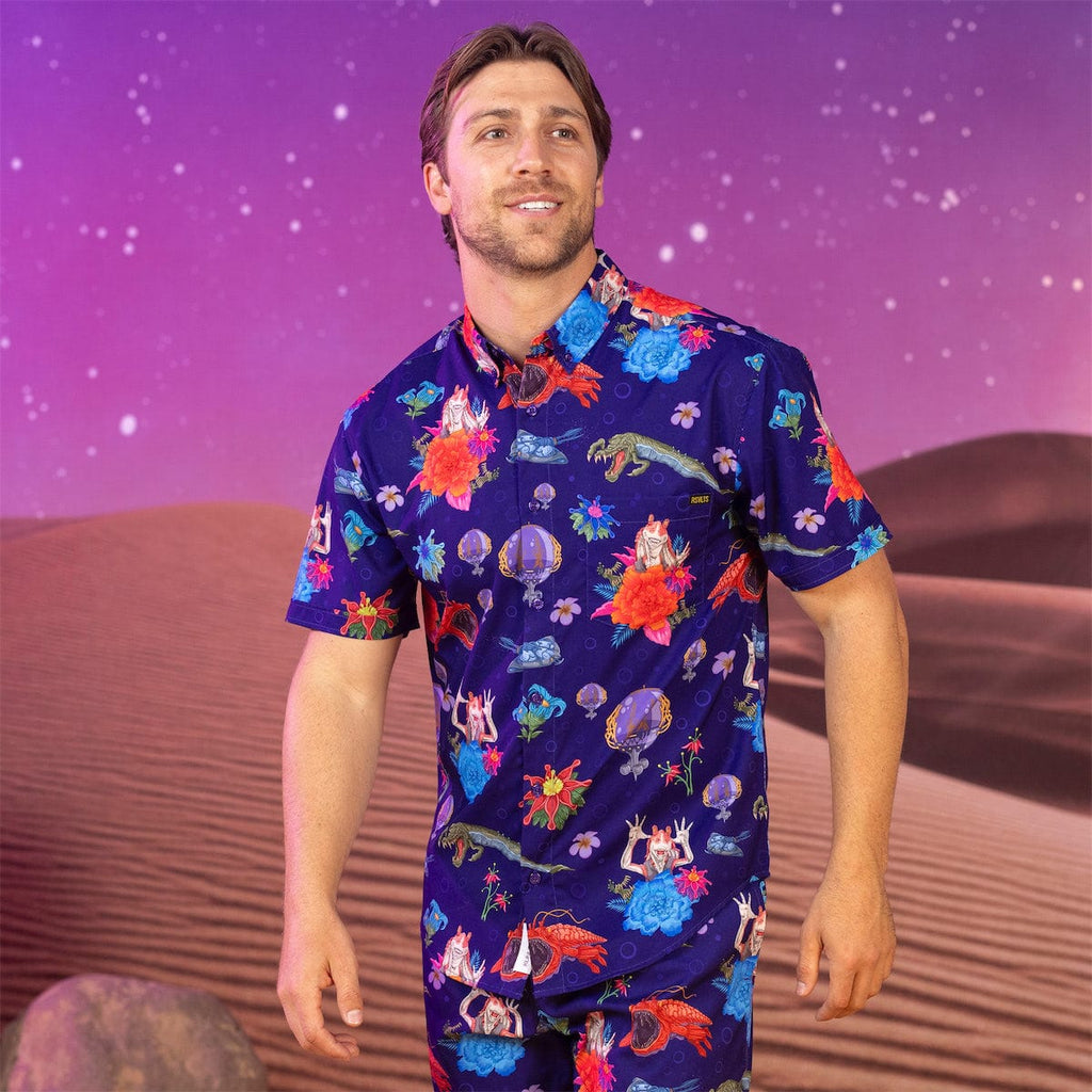 RSVLTS Gungan Style KUNUFLEX Short Sleeve Shirt in Blue — detail 4