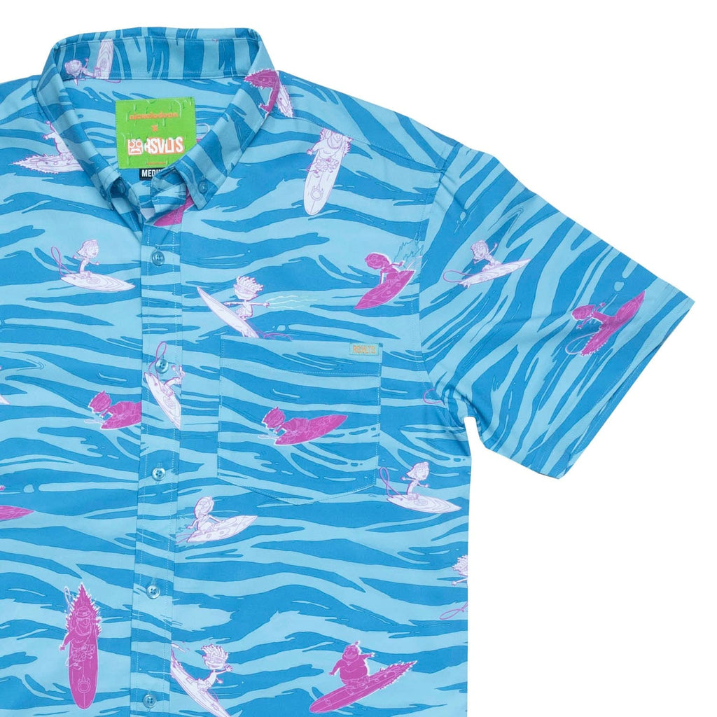RSVLTS Party Wave KUNUFLEX Short Sleeve Shirt in Blue — detail 11