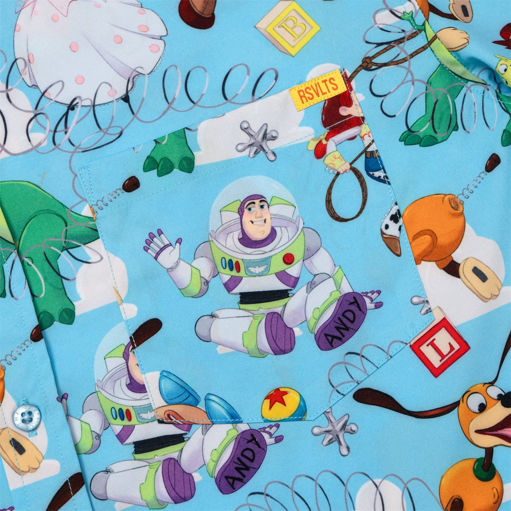RSVLTS Andy's Toy Box KUNUFLEX Short Sleeve Shirt in Blue — detail 3
