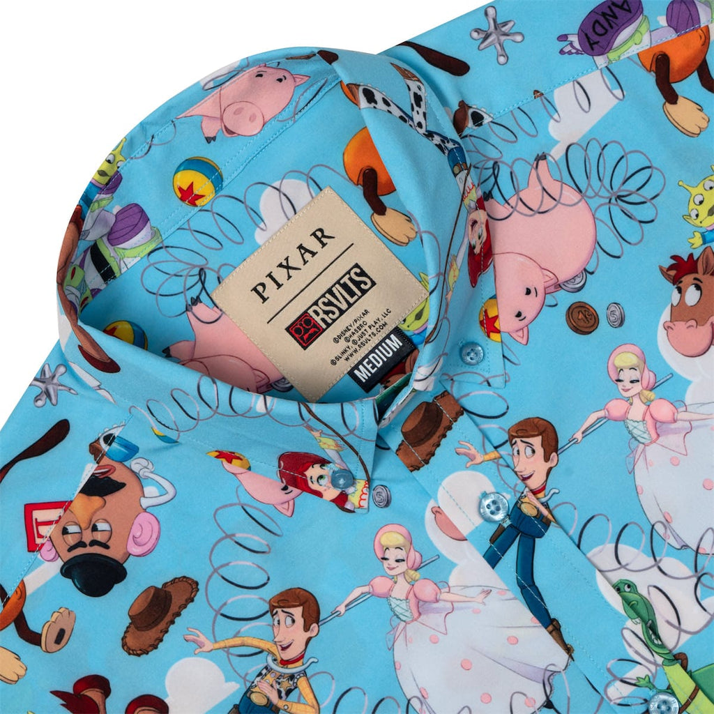 RSVLTS Andy's Toy Box KUNUFLEX Short Sleeve Shirt in Blue — detail 6