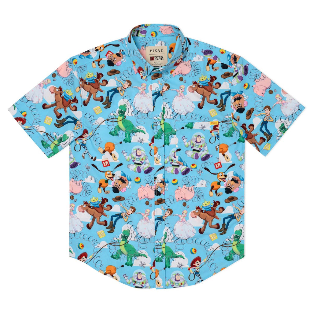 RSVLTS Andy's Toy Box KUNUFLEX Short Sleeve Shirt in Blue — detail 5