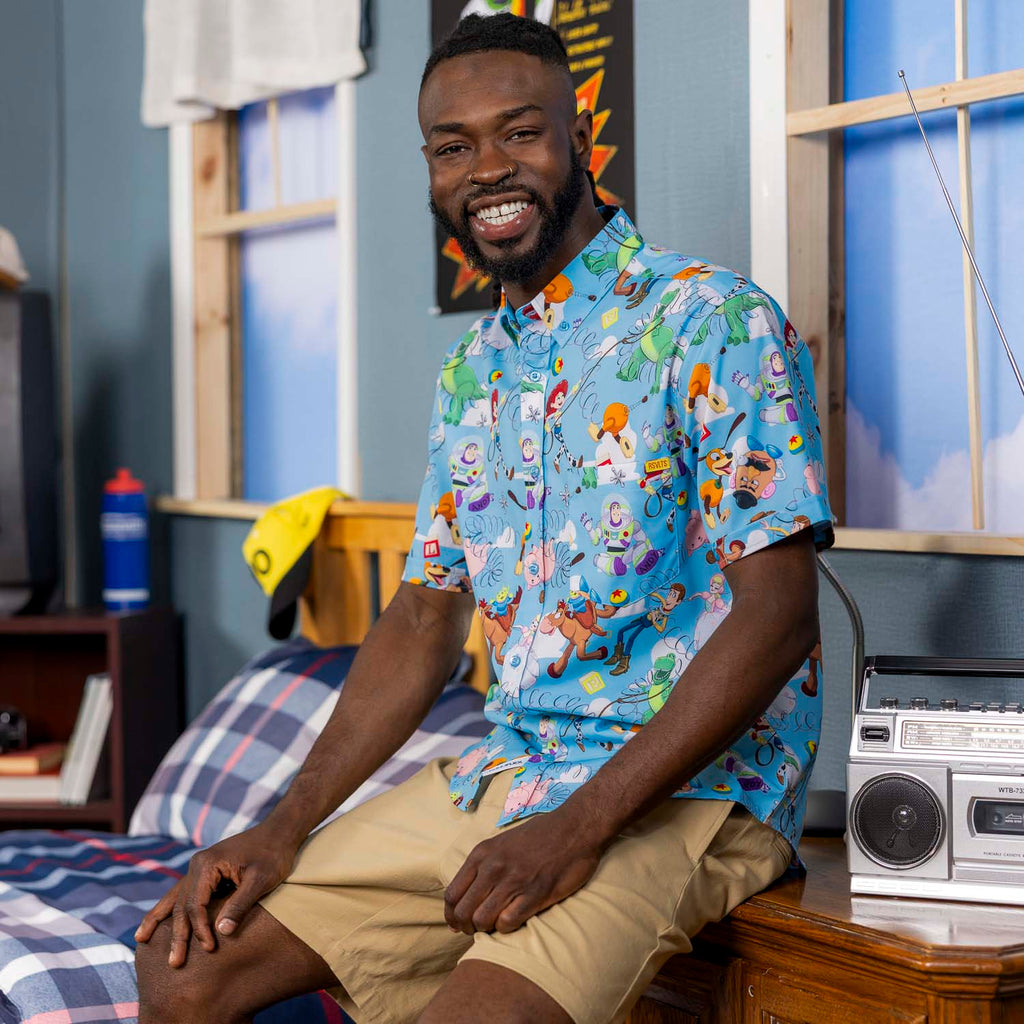 RSVLTS Andy's Toy Box KUNUFLEX Short Sleeve Shirt in Blue — detail 2