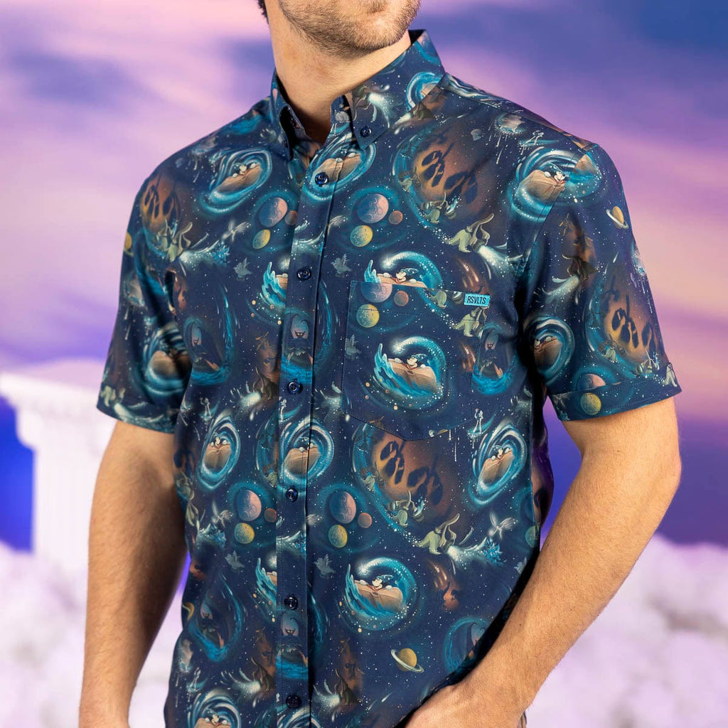 RSVLTS Across the Cosmos KUNUFLEX Short Sleeve Shirt in Blue — detail 8