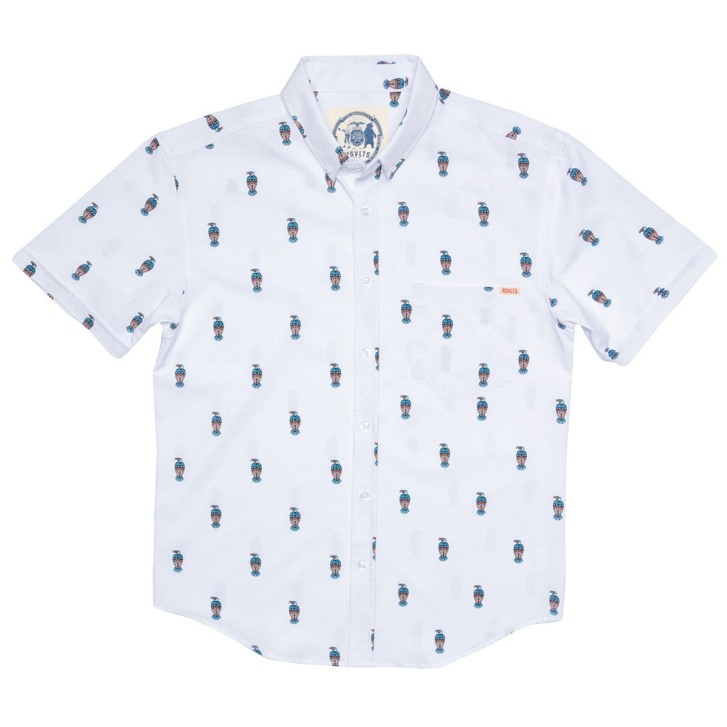 RSVLTS Little Baldies KUNUFLEX Short Sleeve Shirt in White — detail 2