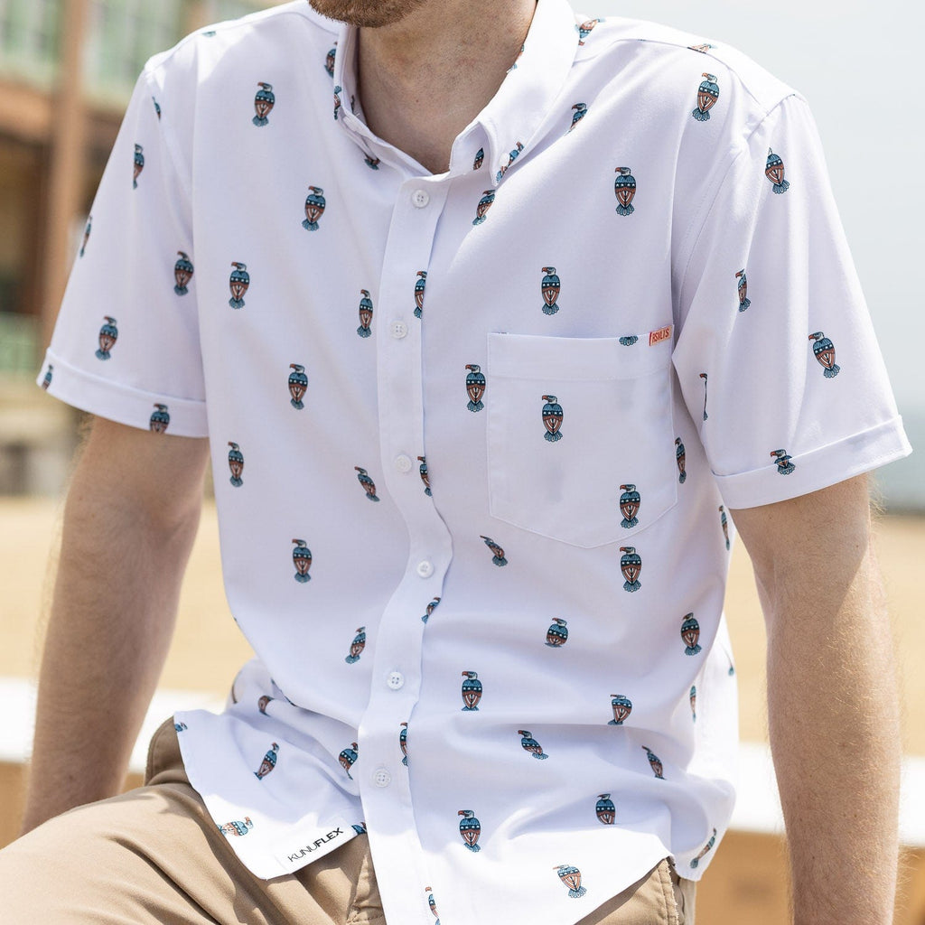 RSVLTS Little Baldies KUNUFLEX Short Sleeve Shirt in White — detail 9