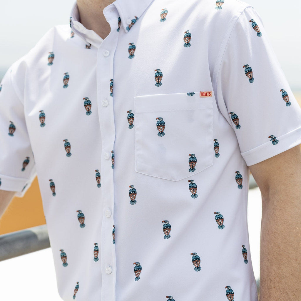 RSVLTS Little Baldies KUNUFLEX Short Sleeve Shirt in White — detail 3