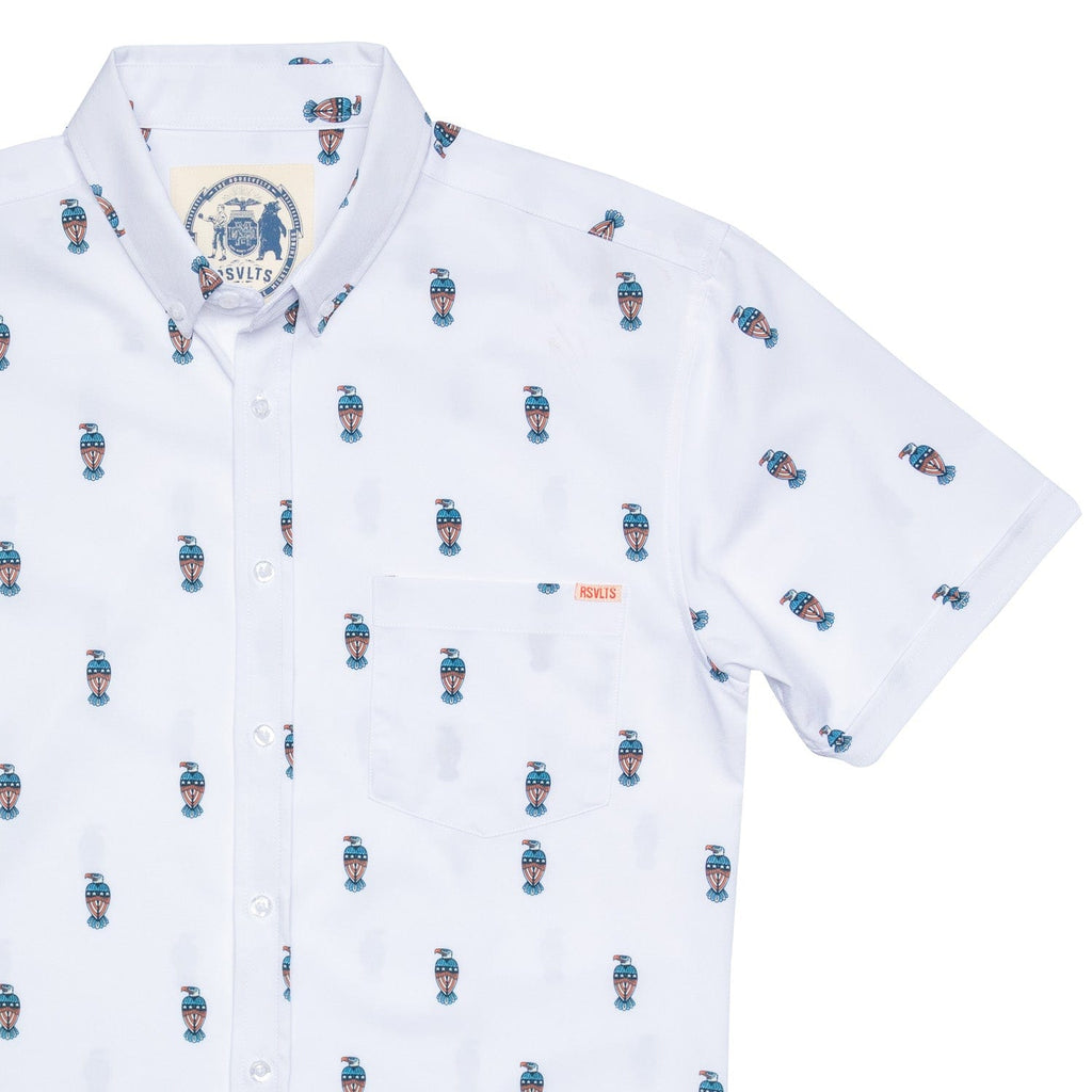 RSVLTS Little Baldies KUNUFLEX Short Sleeve Shirt in White — front view