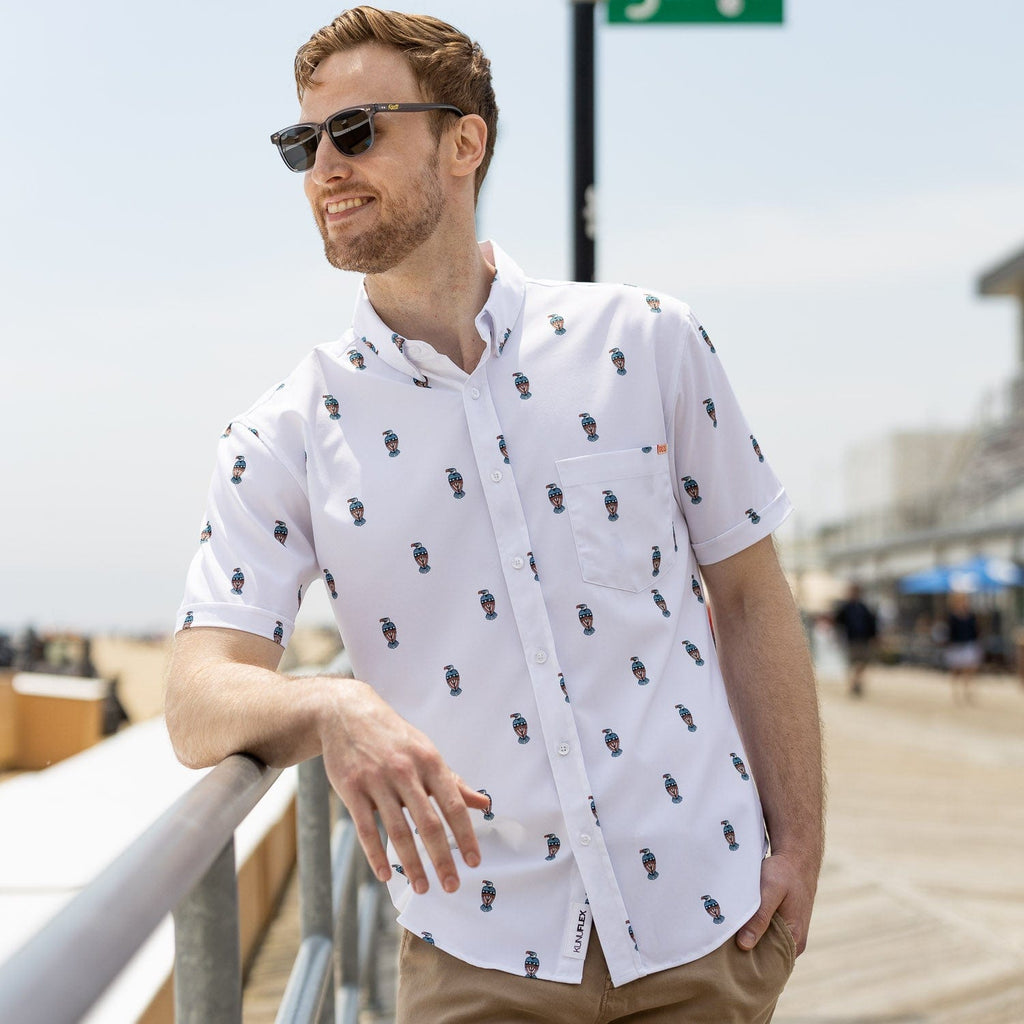 RSVLTS Little Baldies KUNUFLEX Short Sleeve Shirt in White — detail 5