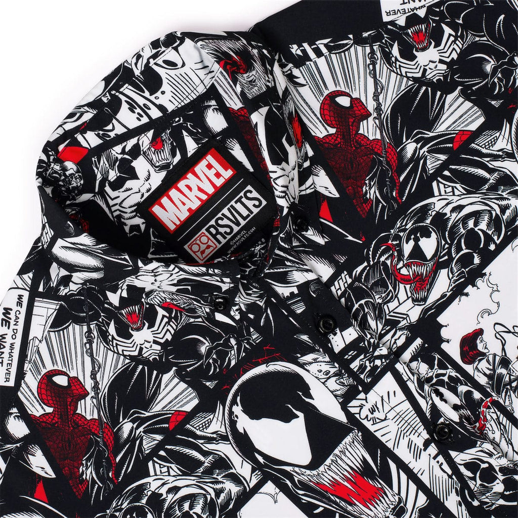 RSVLTS Spider vs. Symbiote KUNUFLEX Short Sleeve Shirt in Black — detail 7