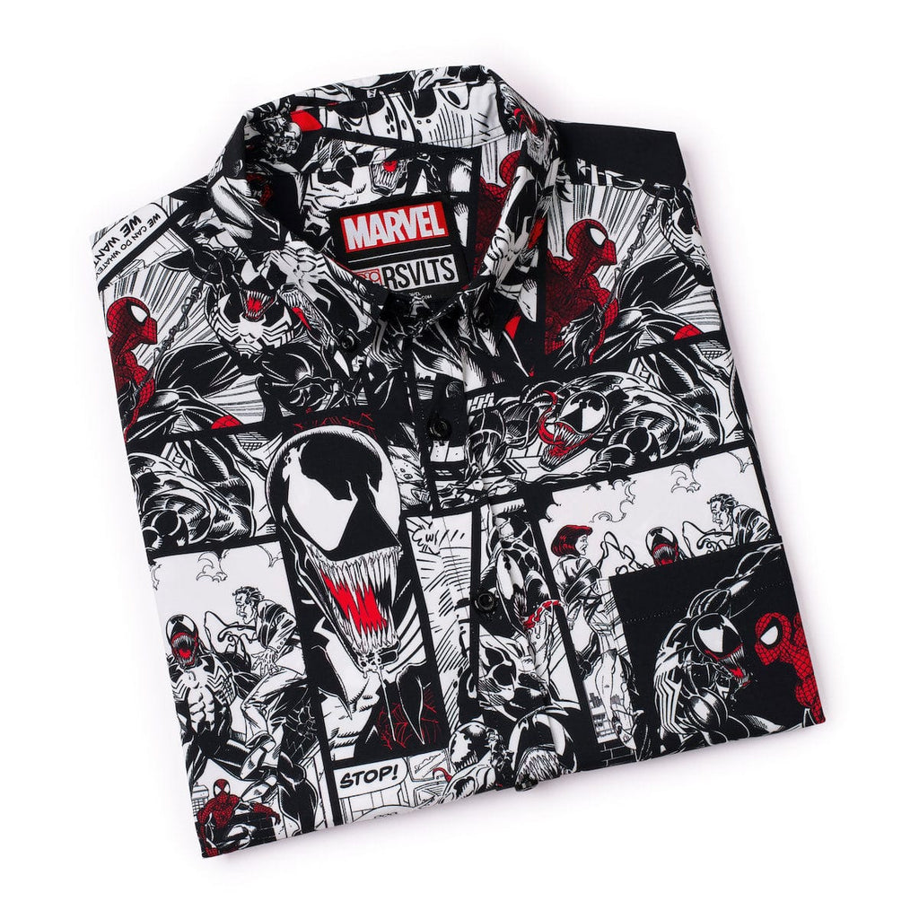 RSVLTS Spider vs. Symbiote KUNUFLEX Short Sleeve Shirt in Black — detail 8
