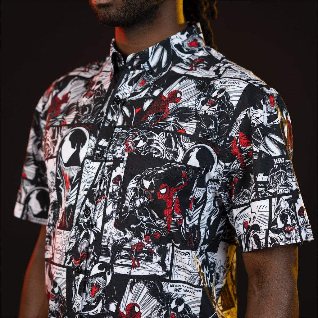 RSVLTS Spider vs. Symbiote KUNUFLEX Short Sleeve Shirt in Black — detail 2