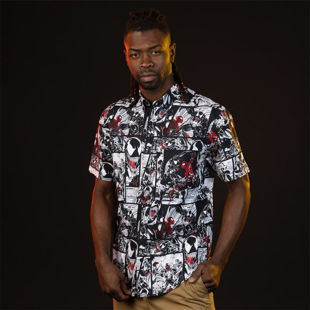 RSVLTS Spider vs. Symbiote KUNUFLEX Short Sleeve Shirt in Black — detail 3
