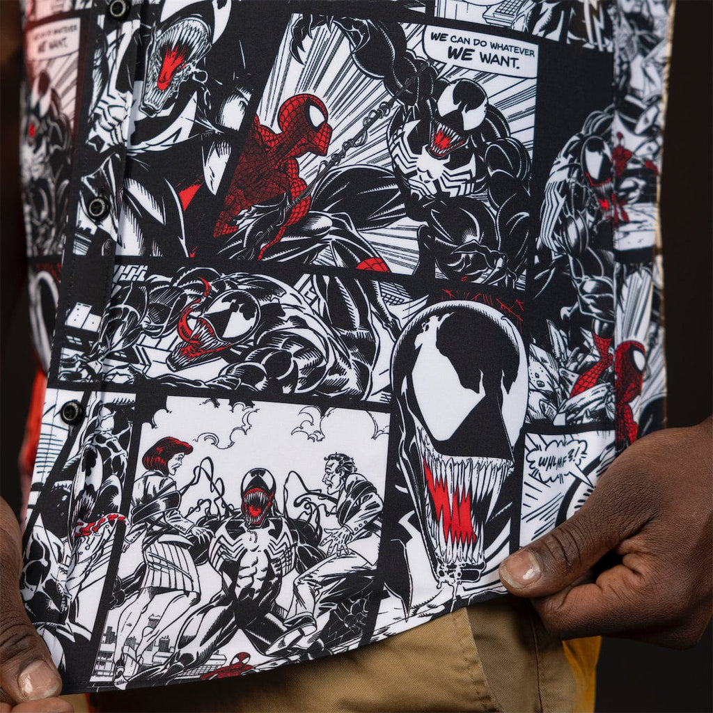 RSVLTS Spider vs. Symbiote KUNUFLEX Short Sleeve Shirt in Black — detail 6