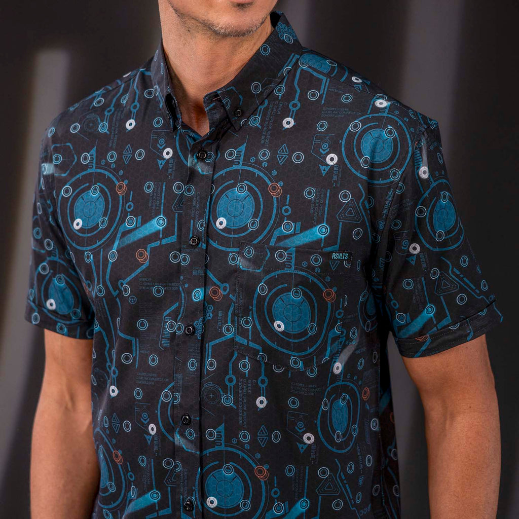 RSVLTS The Game Has Changed KUNUFLEX Short Sleeve Shirt in Black — detail 7