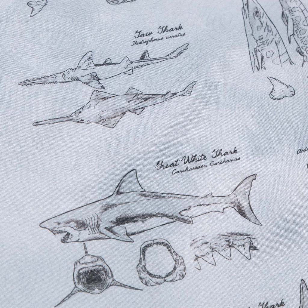 RSVLTS The Great Book of Sharks KUNUFLEX Short Sleeve Shirt in Gray — detail 5