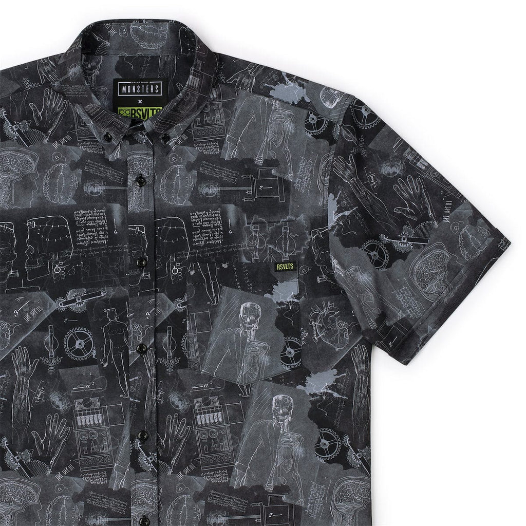 RSVLTS Making a Monster KUNUFLEX Short Sleeve Shirt in Black — front view