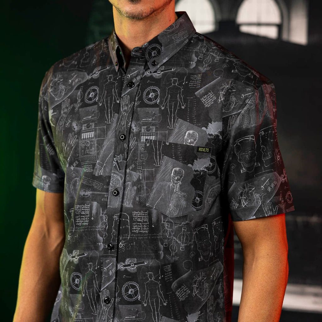 RSVLTS Making a Monster KUNUFLEX Short Sleeve Shirt in Black — detail 6