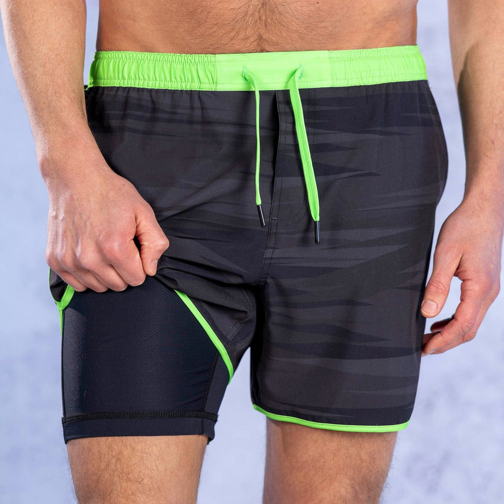 RSVLTS Wolf Camo V2 Lined Training Shorts in Gray — detail 2