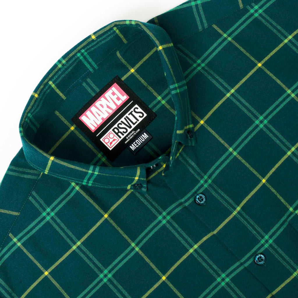 RSVLTS Loki BorlandFlex Long Sleeve Flannel in Green — detail 2