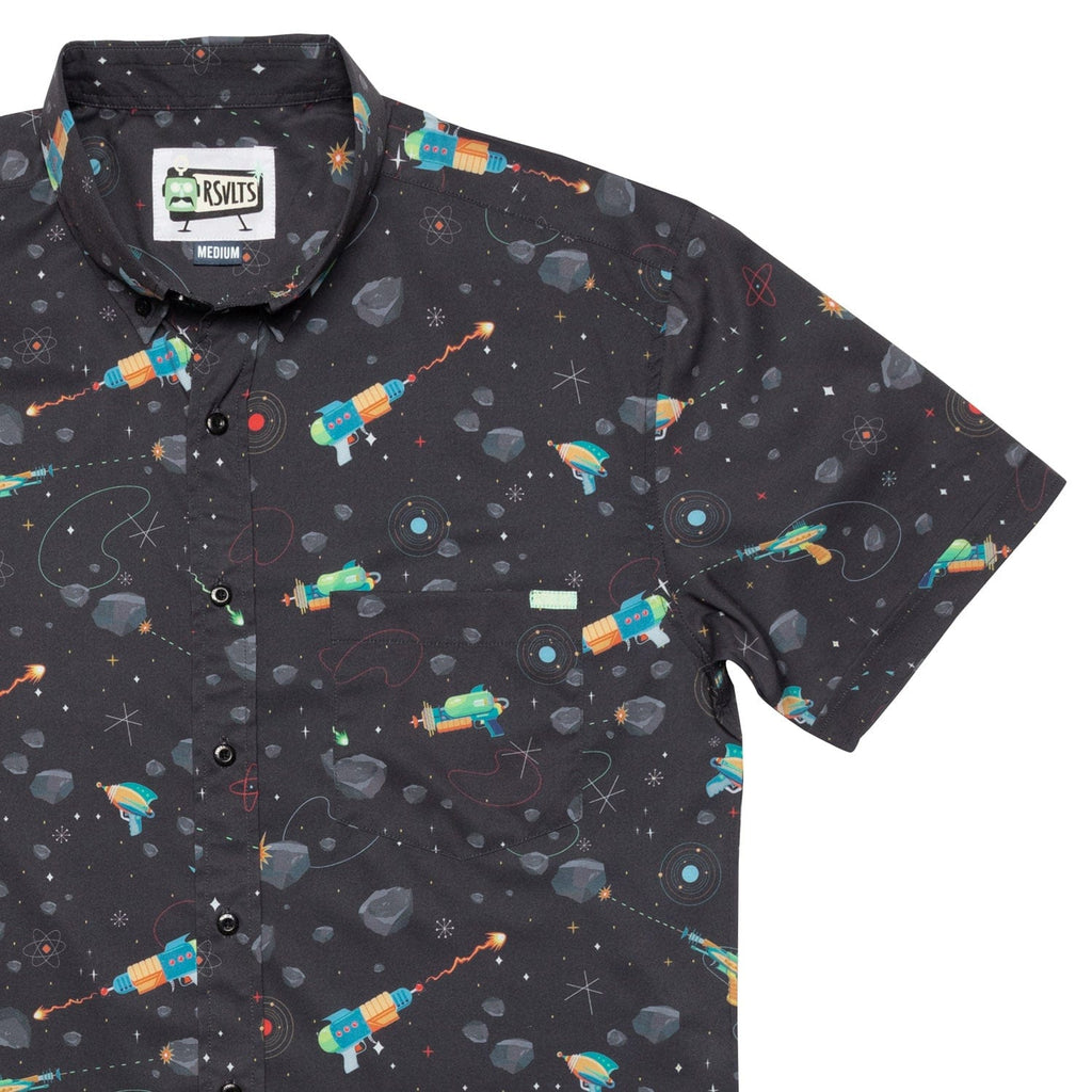 RSVLTS Rayguns KUNUFLEX Short Sleeve Shirt in Black — front view