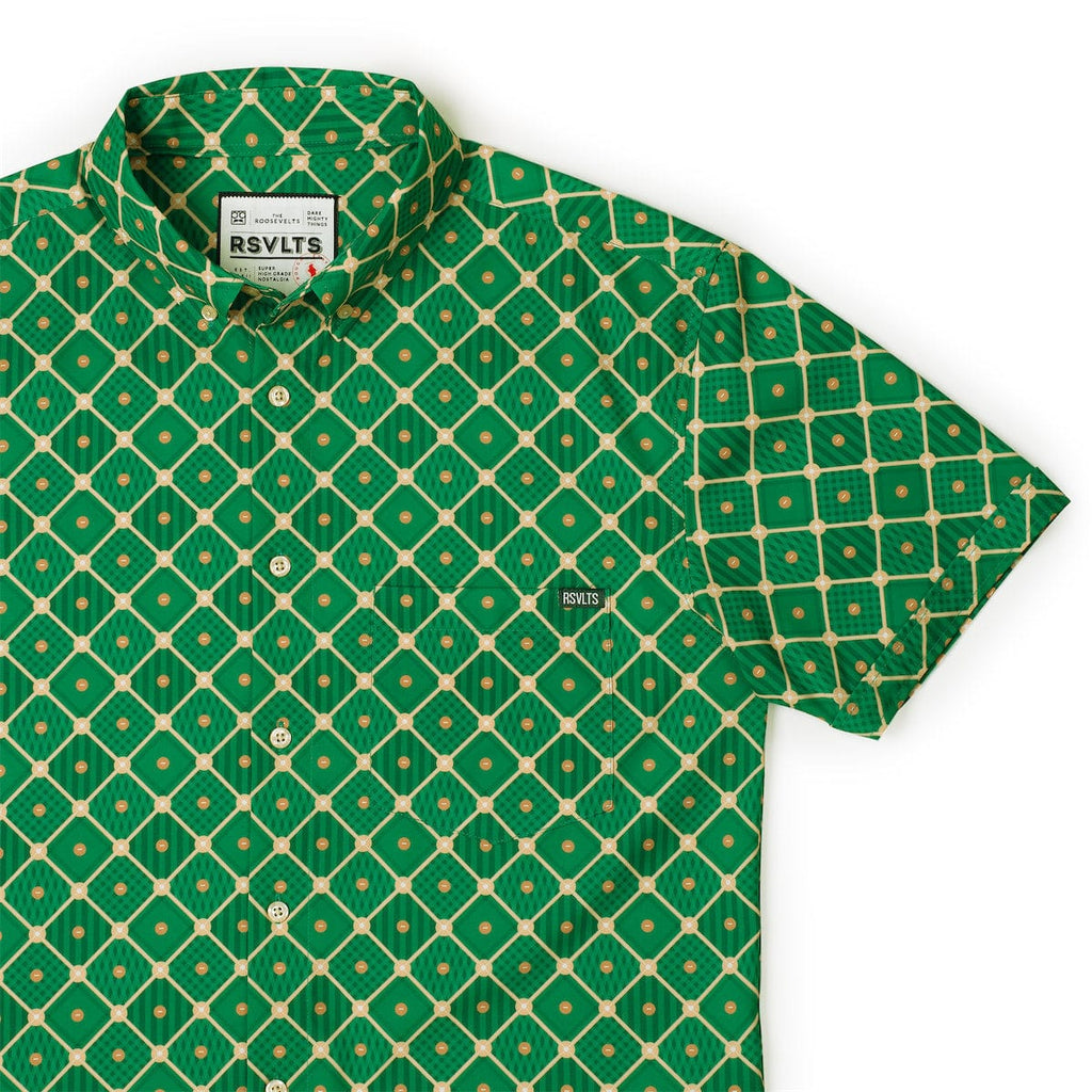 RSVLTS Diamonds Are Forever KUNUFLEX Short Sleeve Shirt in Green — front view