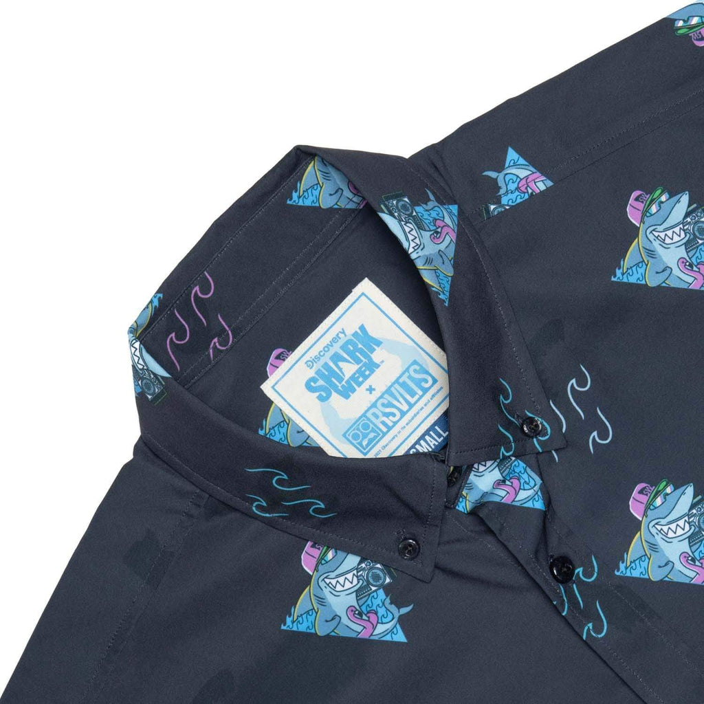 RSVLTS Boom Sharkalarka KUNUFLEX Short Sleeve Shirt in Black — detail 11