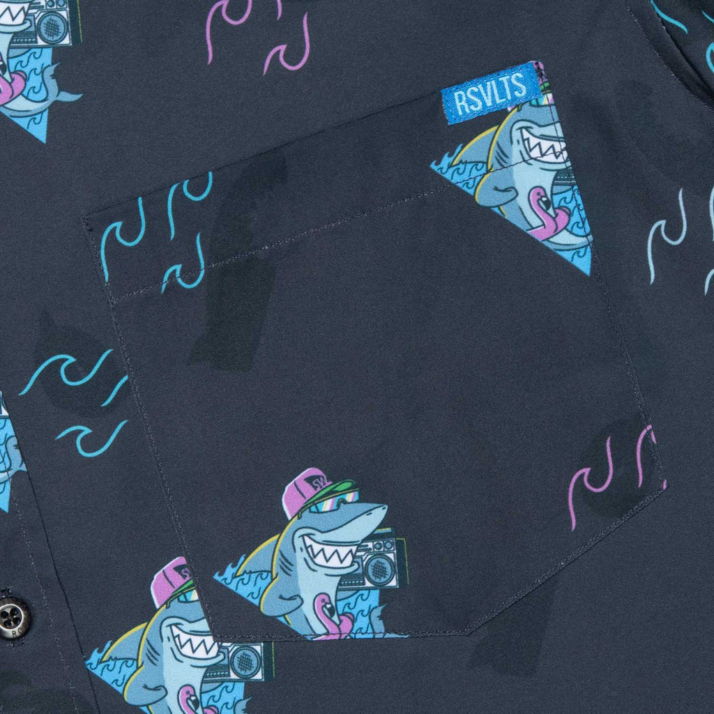 RSVLTS Boom Sharkalarka KUNUFLEX Short Sleeve Shirt in Black — detail 19