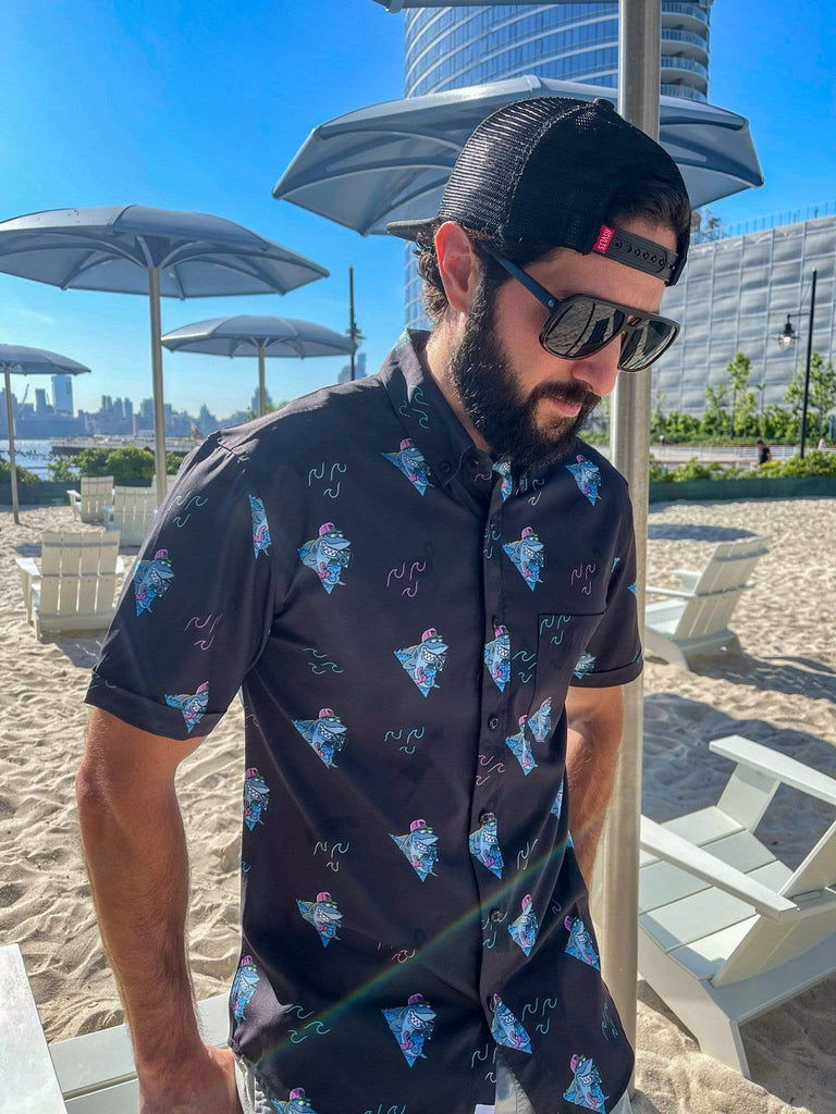 RSVLTS Boom Sharkalarka KUNUFLEX Short Sleeve Shirt in Black — detail 18