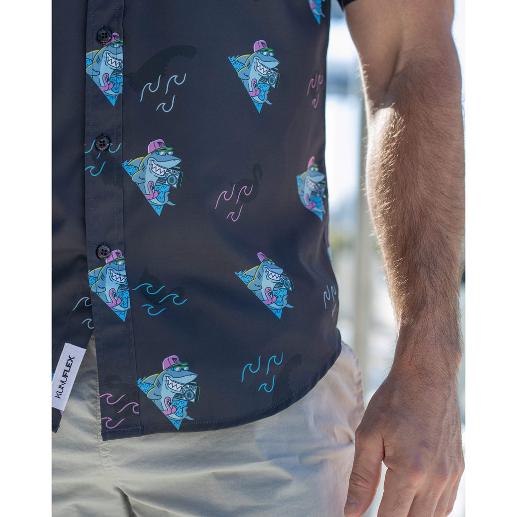 RSVLTS Boom Sharkalarka KUNUFLEX Short Sleeve Shirt in Black — detail 13