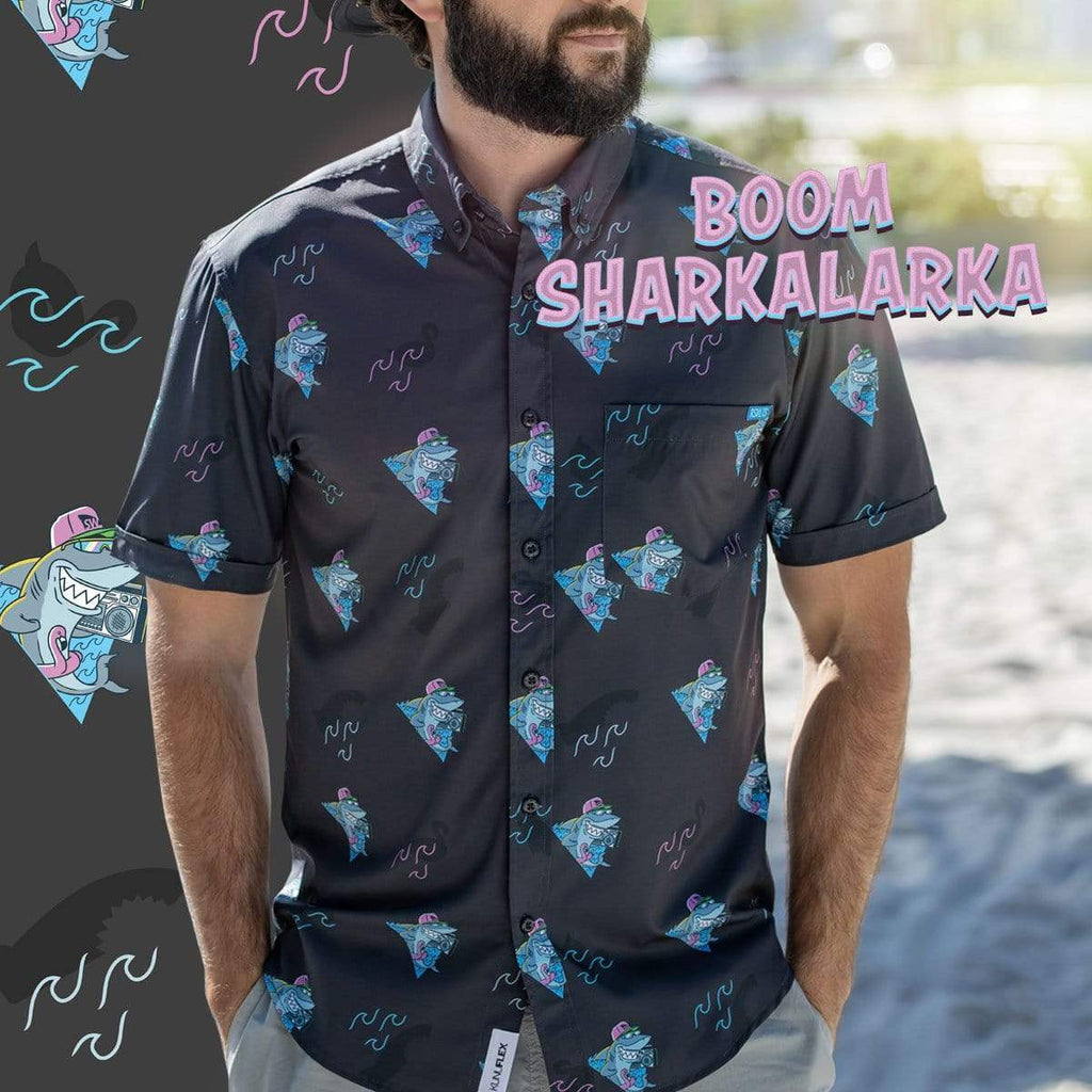 RSVLTS Boom Sharkalarka KUNUFLEX Short Sleeve Shirt in Black — detail 3