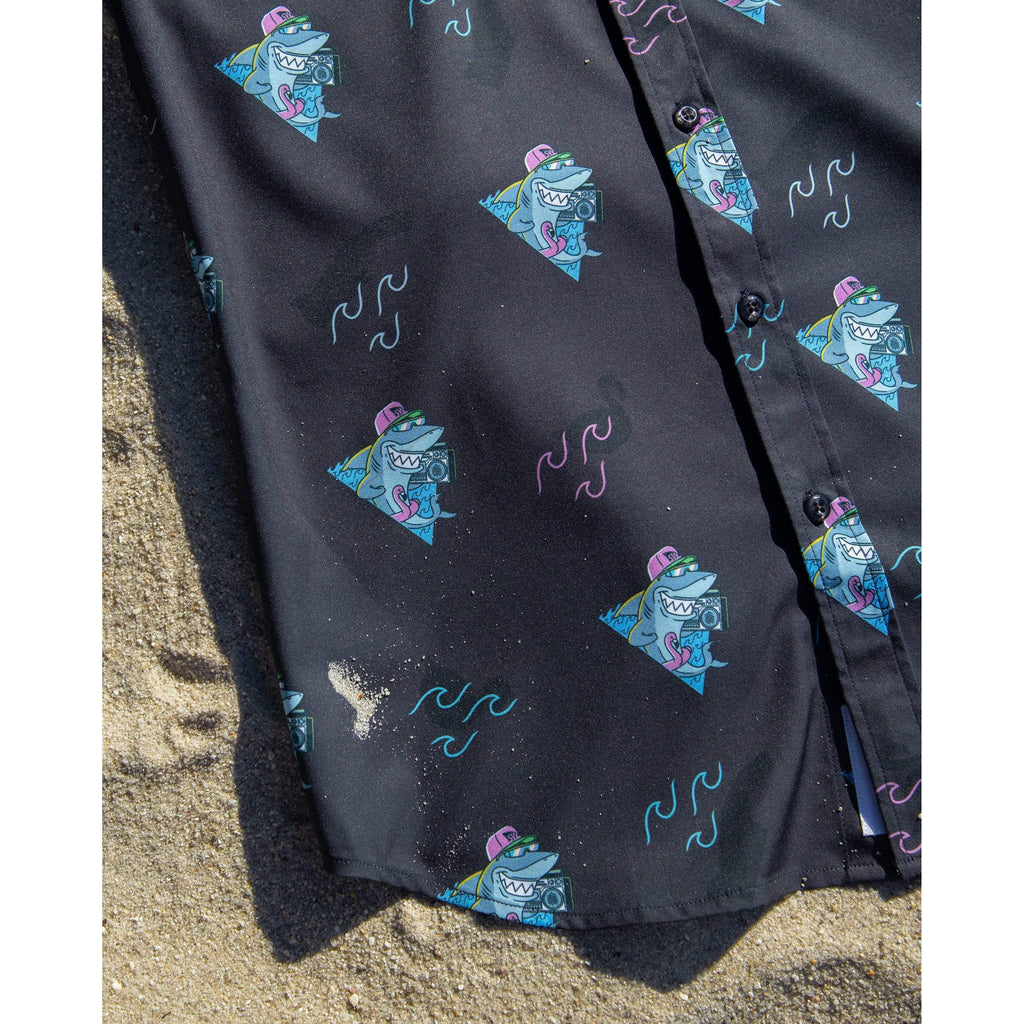 RSVLTS Boom Sharkalarka KUNUFLEX Short Sleeve Shirt in Black — detail 5
