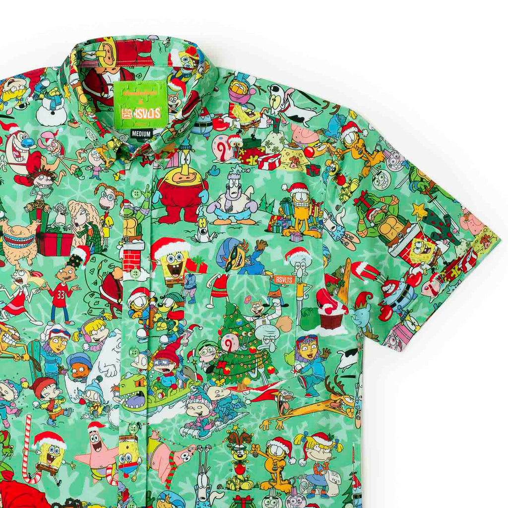 RSVLTS Jolly Mashup KUNUFLEX Short Sleeve Shirt in Green — front view