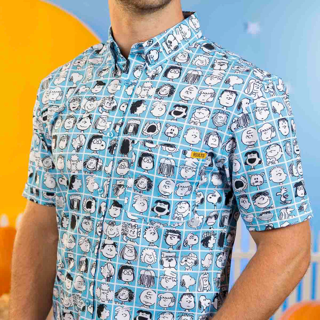 RSVLTS The Peanut Gallery KUNUFLEX Short Sleeve Shirt in Blue — detail 5