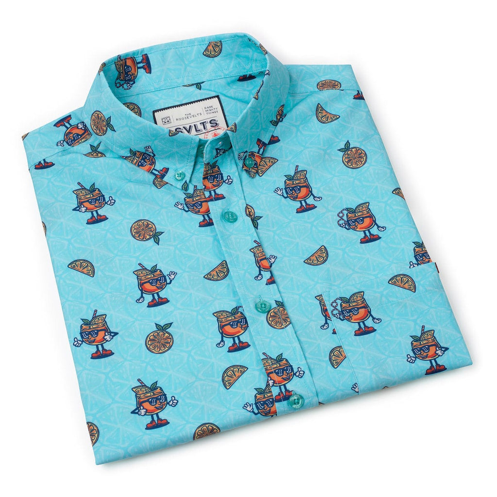 RSVLTS Aperol Steve KUNUFLEX Short Sleeve Shirt in Blue — detail 12