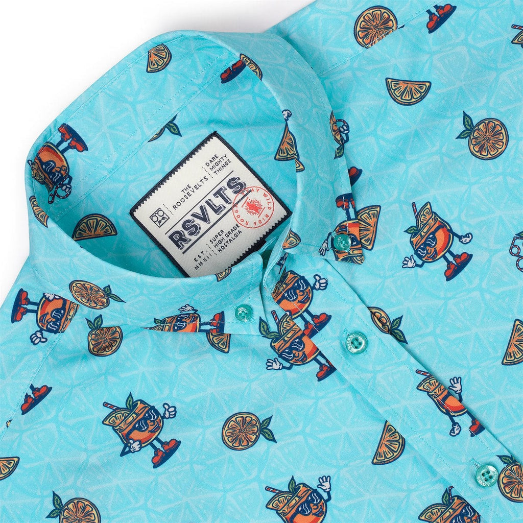 RSVLTS Aperol Steve KUNUFLEX Short Sleeve Shirt in Blue — detail 10