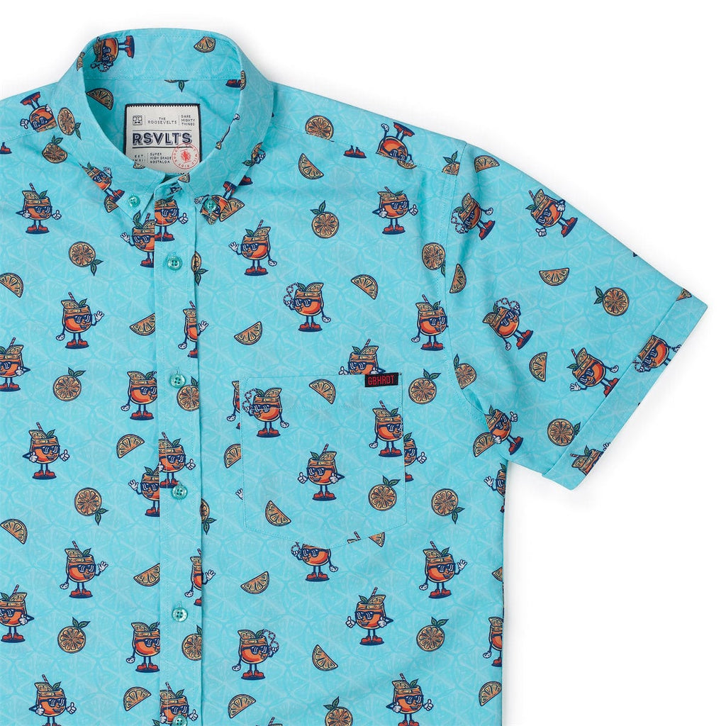 RSVLTS Aperol Steve KUNUFLEX Short Sleeve Shirt in Blue — detail 6
