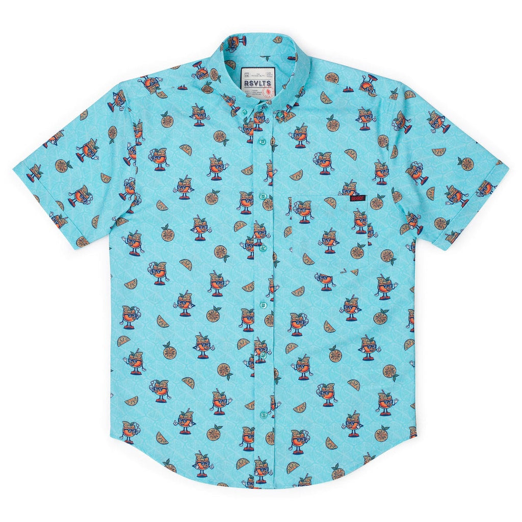RSVLTS Aperol Steve KUNUFLEX Short Sleeve Shirt in Blue — detail 9