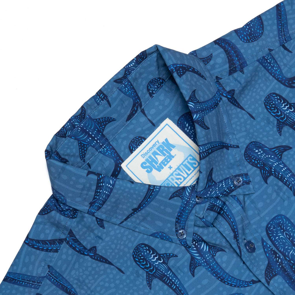 RSVLTS Whale Shark KUNUFLEX Short Sleeve Shirt in Blue — detail 9