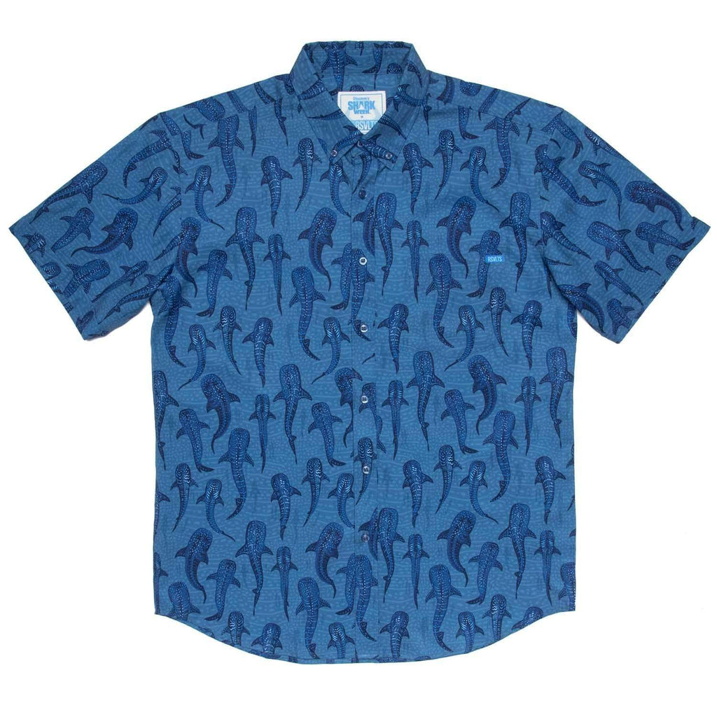 RSVLTS Whale Shark KUNUFLEX Short Sleeve Shirt in Blue — detail 3