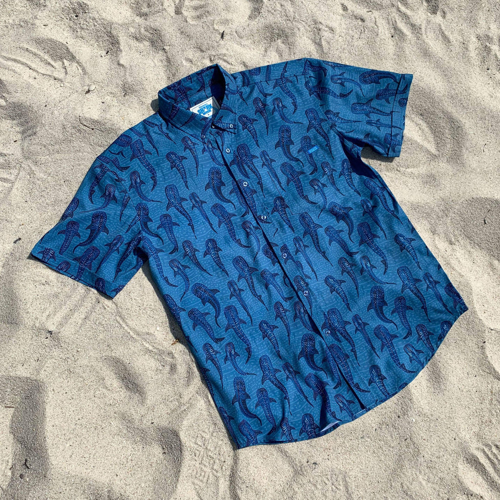 RSVLTS Whale Shark KUNUFLEX Short Sleeve Shirt in Blue — detail 7