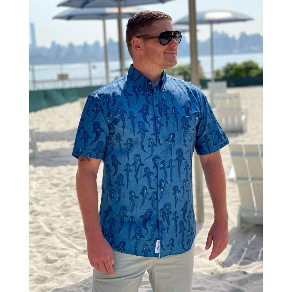 RSVLTS Whale Shark KUNUFLEX Short Sleeve Shirt in Blue — detail 4
