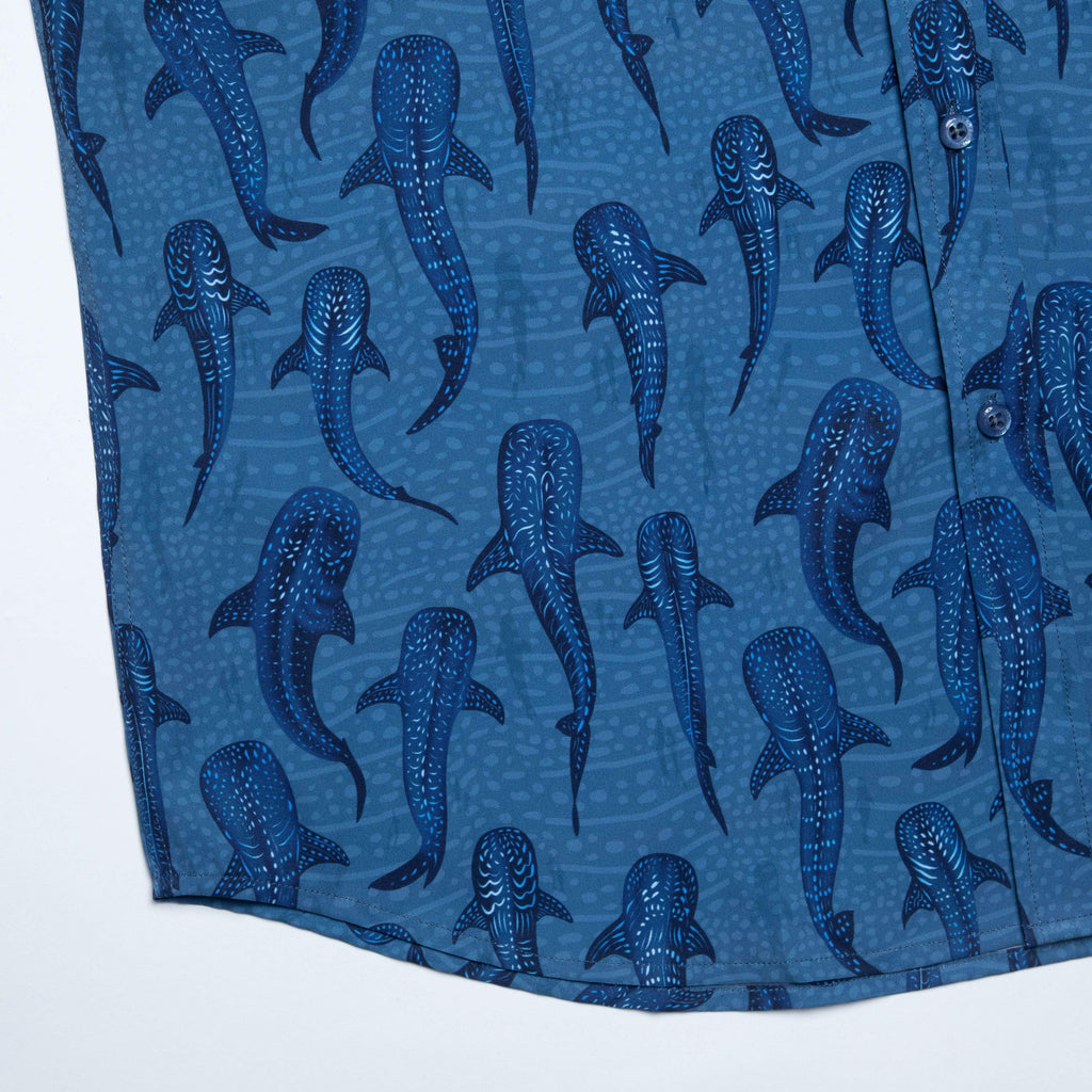 RSVLTS Whale Shark KUNUFLEX Short Sleeve Shirt in Blue — detail 8