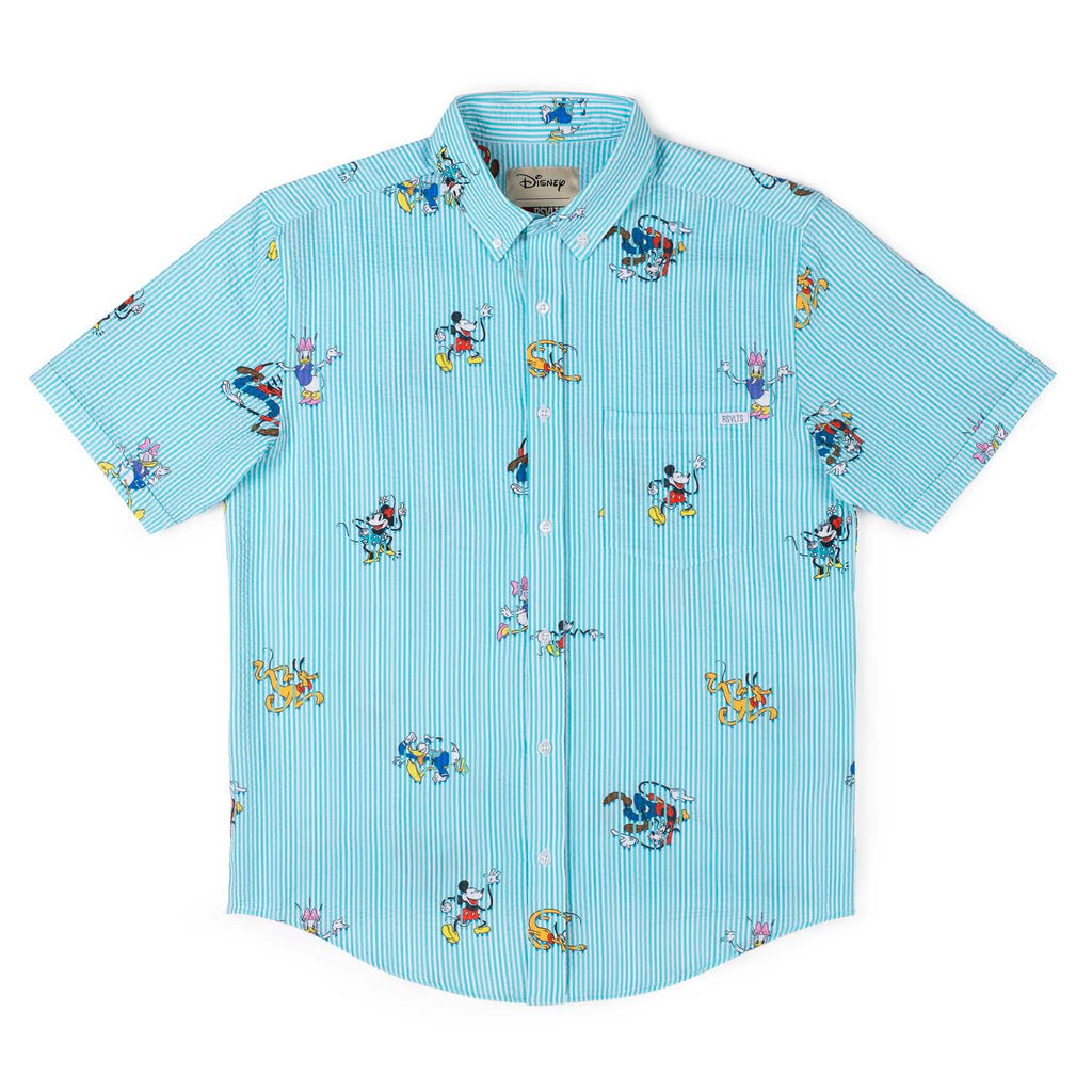 RSVLTS Limber Legends Stretch Seersucker Short Sleeve Shirt in Blue — detail 6